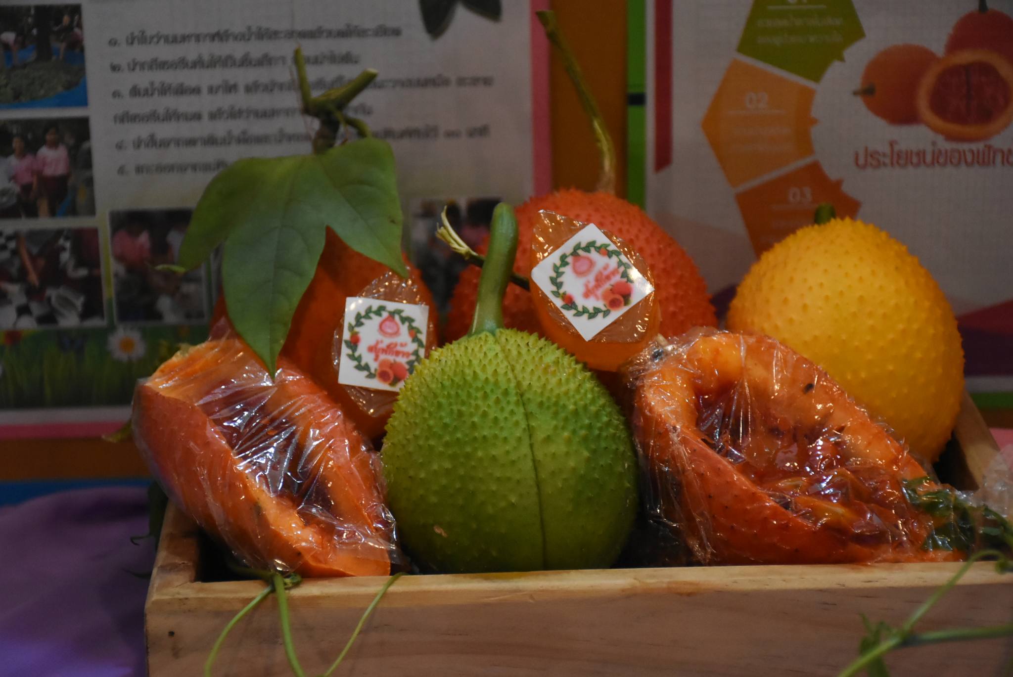 A group of fruit in plastic wrap

Description automatically generated