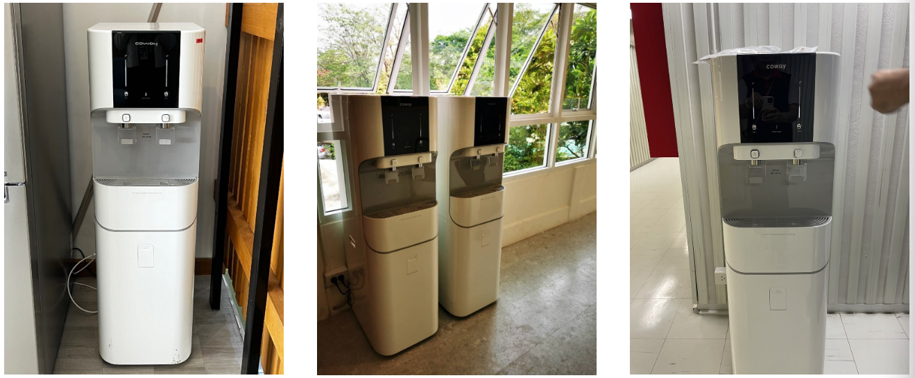 A group of white water coolers
AI-generated content may be incorrect.